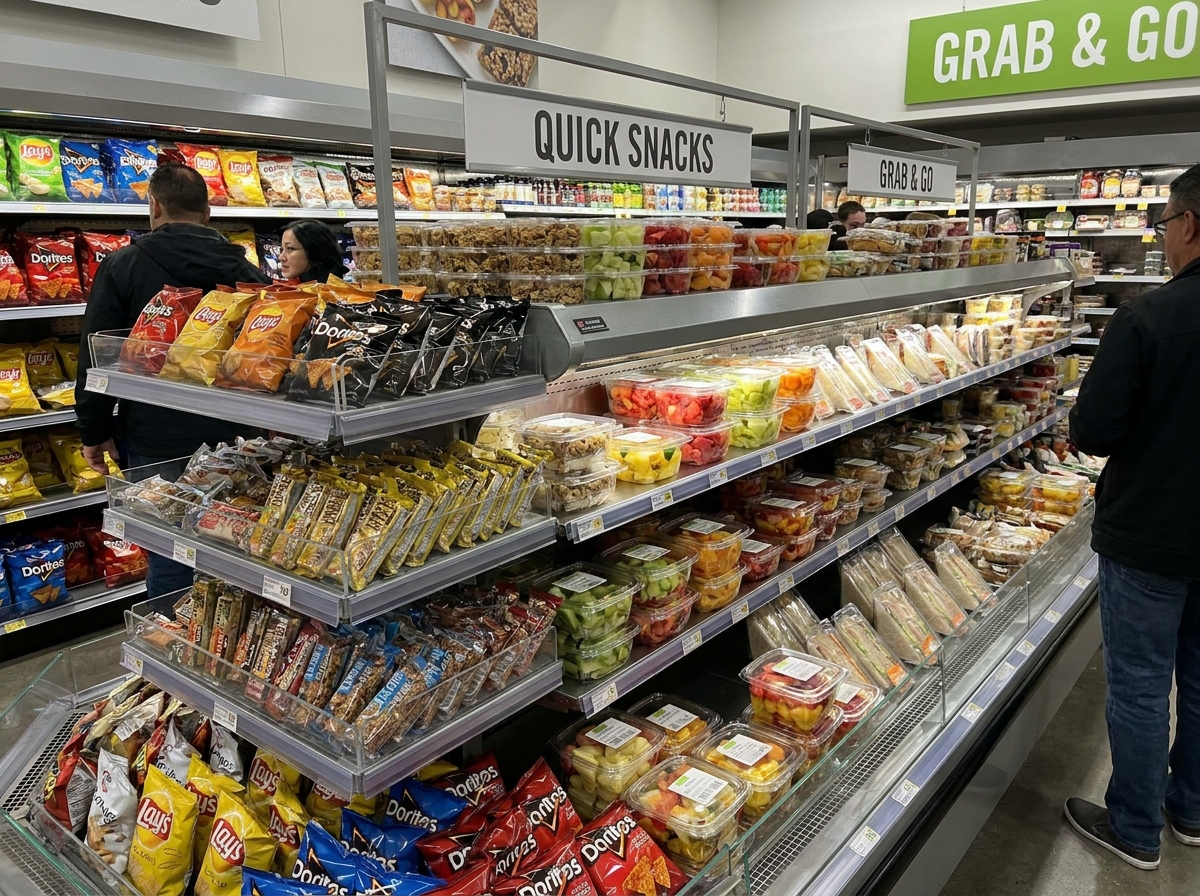 Food-grade flexible packaging on supermarket shelves
